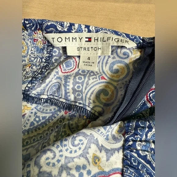 TOMMY HILFIGER  Blue and Yellow paisley Backless Dress size 4 - Picture 11 of 14
